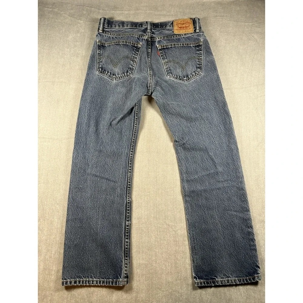 Levis 505 Straight Fit Mens Jeans Blue Denim Medium Wash 33x30 505-0216